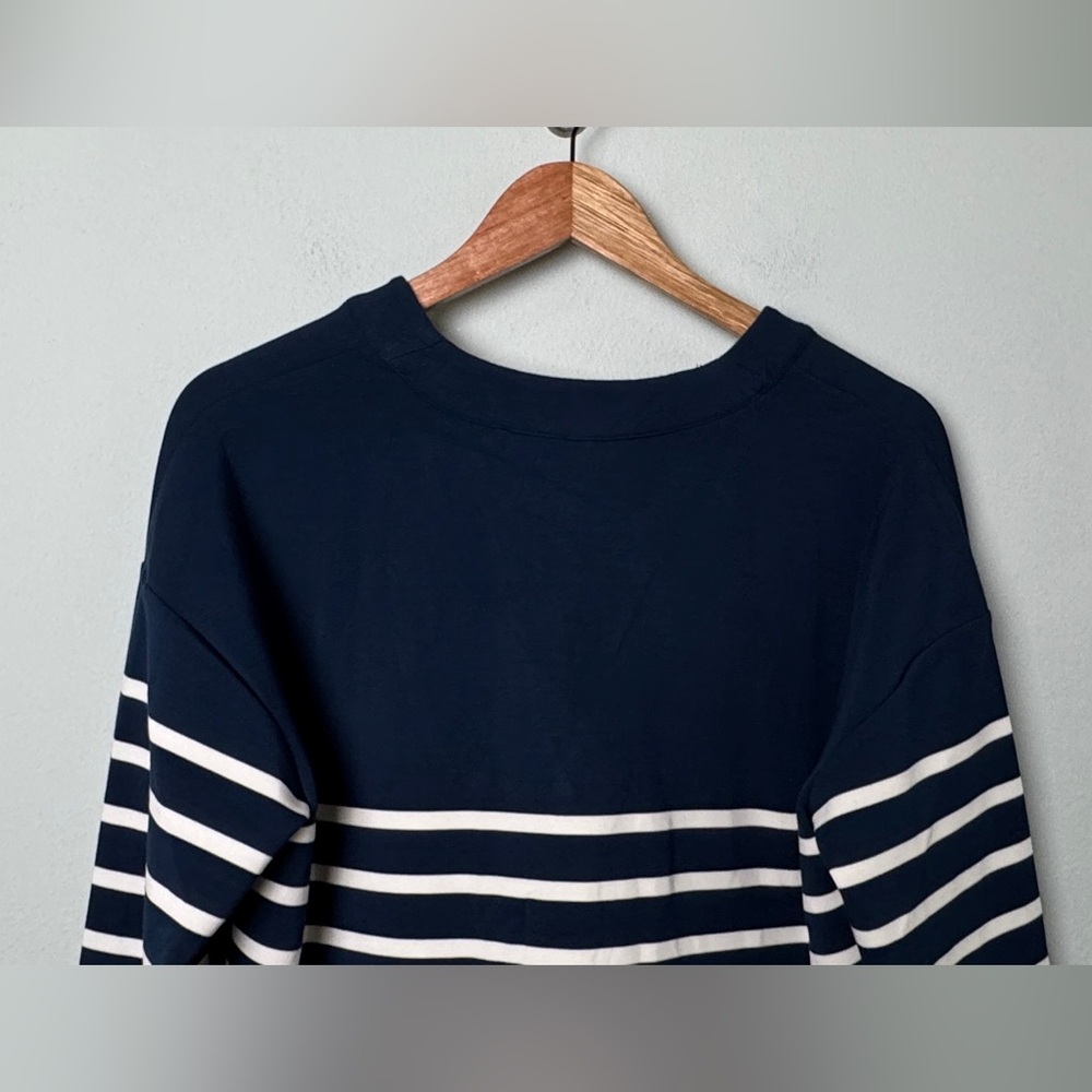 NEW SPANX airessentials long sleeve cardigan in midnight navy stripe size medium - Picture 8 of 13